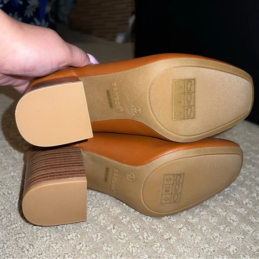 Bamboo High Heel Bootie Back Zipper Chestnut Size 7